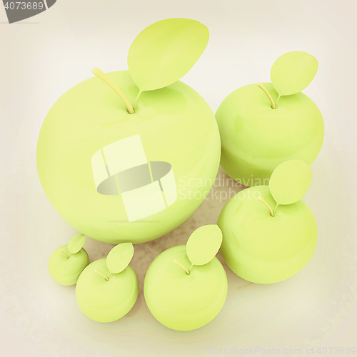 Image of One large apple and apples around - from the smallest to largest