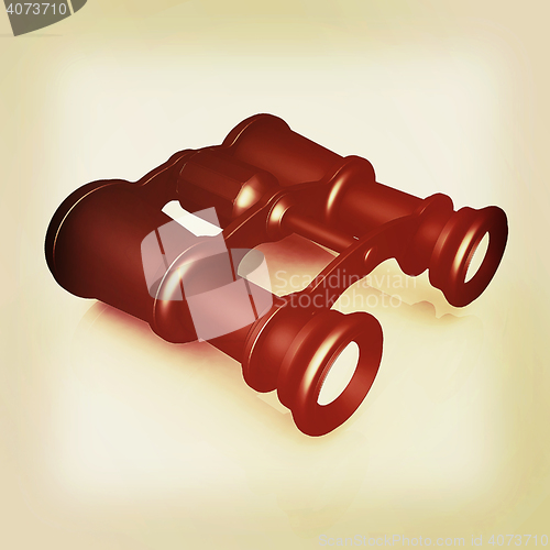 Image of binoculars. 3D illustration. Vintage style.