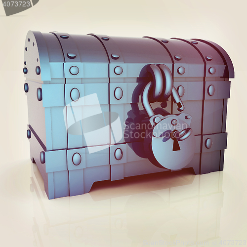 Image of cartoon chest. 3D illustration. Vintage style.
