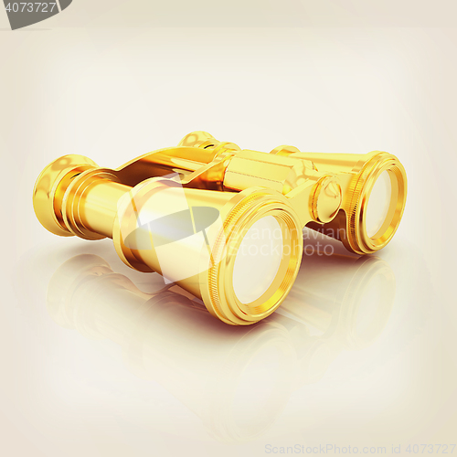 Image of binoculars. 3D illustration. Vintage style.