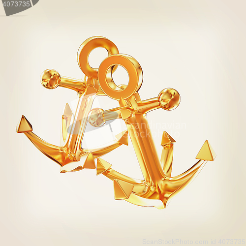 Image of Gold anchors. 3D illustration. Vintage style.