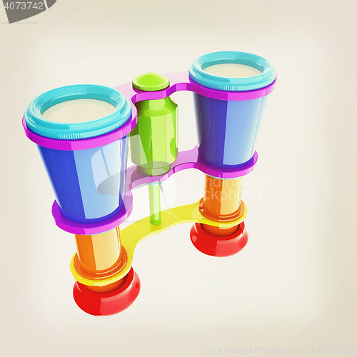 Image of binoculars. 3D illustration. Vintage style.