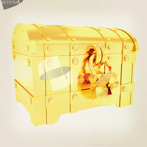Image of cartoon chest. 3D illustration. Vintage style.