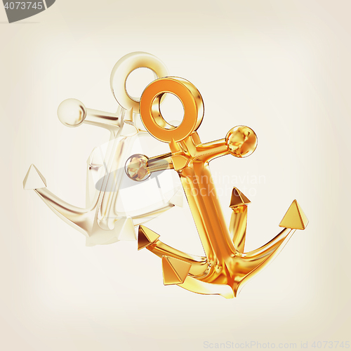 Image of anchors. 3D illustration. Vintage style.