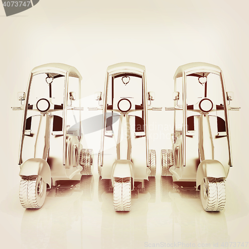 Image of scooters. 3D illustration. Vintage style.