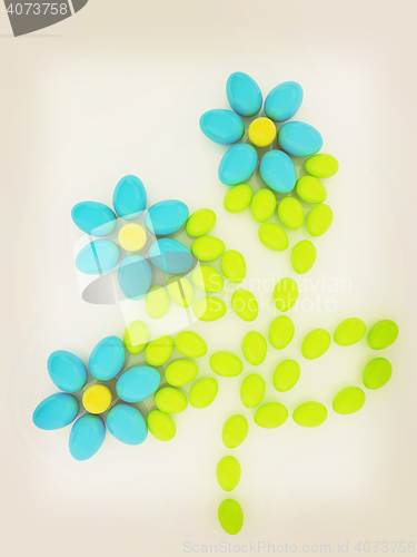 Image of Eggs in the shape of a flower. Unique Design. 3D illustration. V