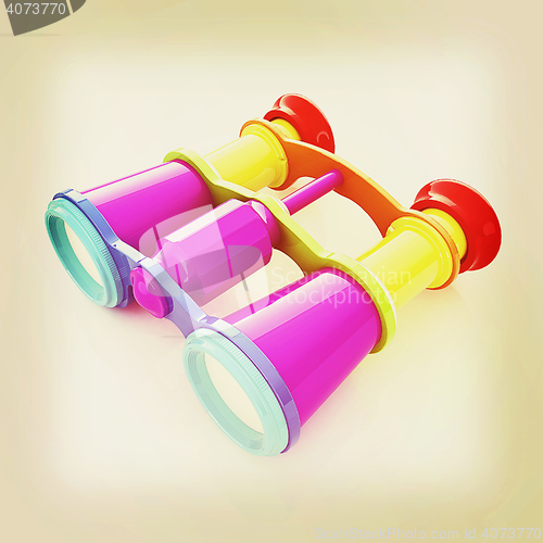 Image of binoculars. 3D illustration. Vintage style.