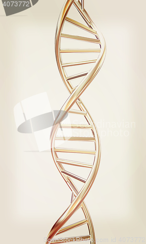 Image of DNA structure model on white. 3D illustration. Vintage style.