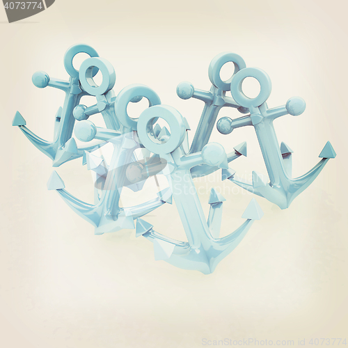 Image of anchors. 3D illustration. Vintage style.