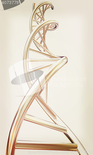 Image of DNA structure model on white. 3D illustration. Vintage style.