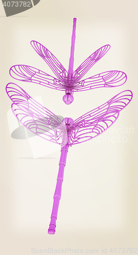 Image of Dragonfly. 3D illustration. Vintage style.