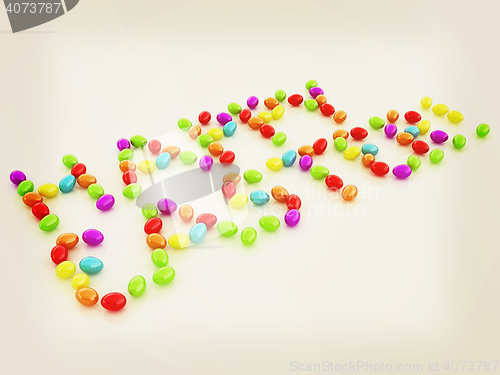 Image of Easter eggs as a \"Happy Easter\" greeting on white background. 3D