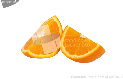 Image of Two Slices of Orange Isolated 