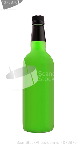 Image of beer in a green bottle isolated 