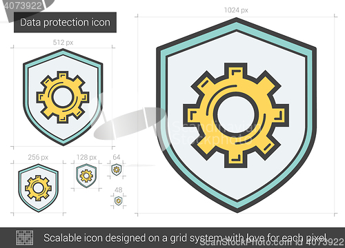 Image of Data protection line icon.