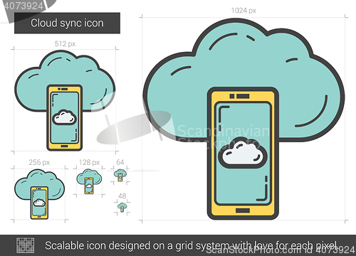 Image of Cloud sync line icon.
