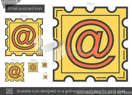 Image of Email postcard line icon.