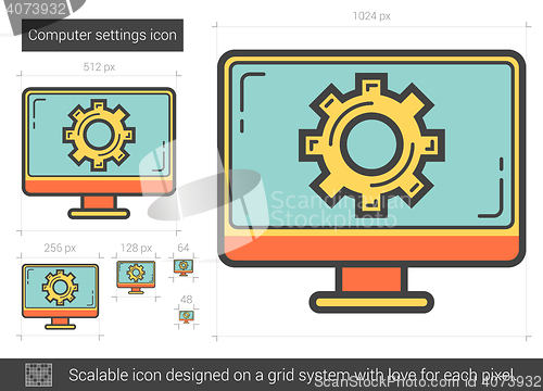 Image of Computer settings line icon.