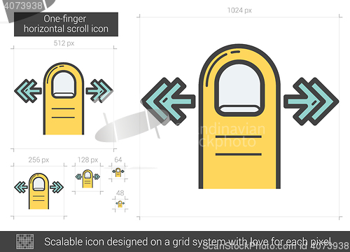 Image of One-finger horizontal scroll line icon.