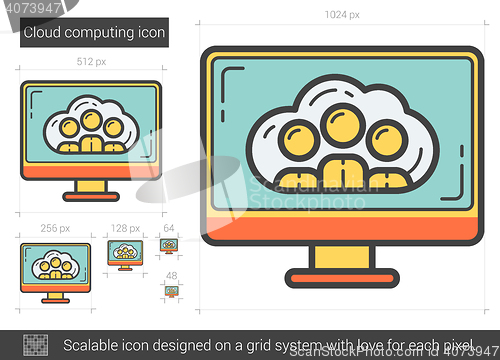 Image of Cloud computing line icon.