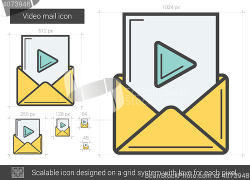 Image of Video mail line icon.