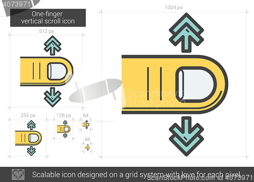 Image of One-finger vertical scroll line icon.