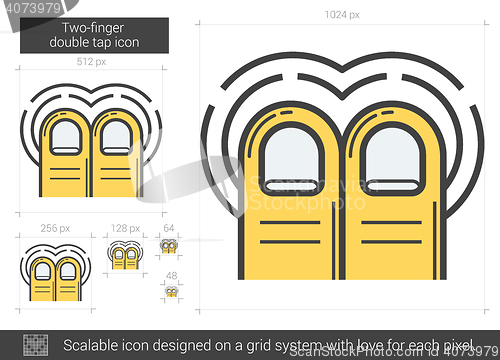 Image of Two-finger double tap line icon.