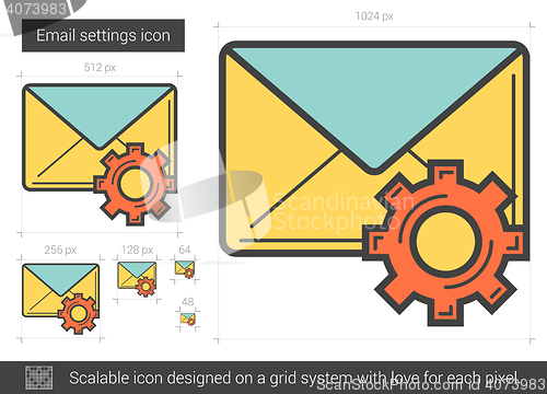 Image of Email settings line icon.