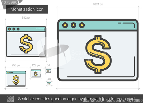 Image of Monetization line icon.