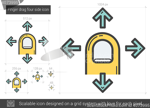 Image of Finger drag four side line icon.