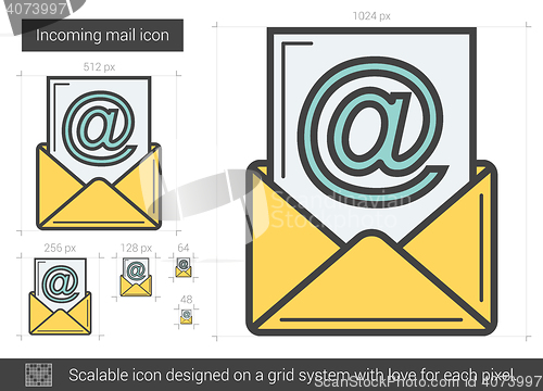 Image of Incoming mail line icon.