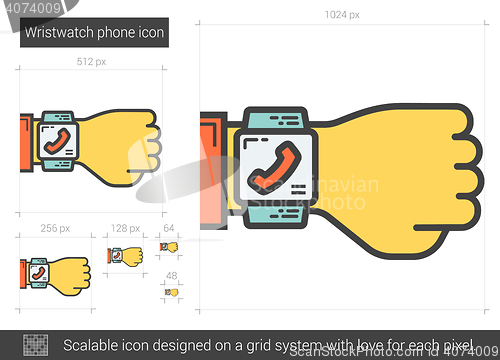 Image of Wristwatch phone line icon.
