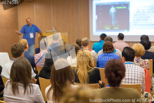 Image of Audience in lecture hall on scientific conference.