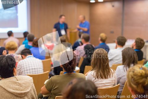 Image of Audience in lecture hall on scientific conference.
