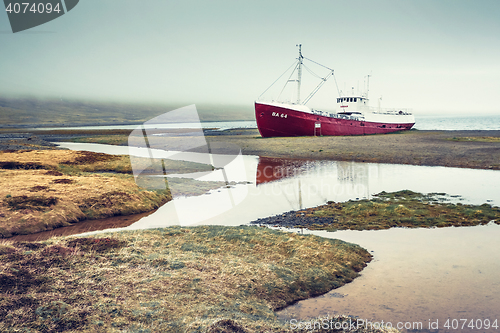 Image of Stranded Ship In Iceland