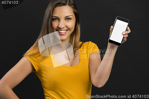 Image of Beautiful girl with a smartphone