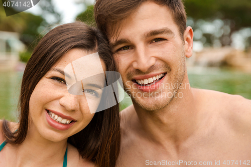 Image of Young couple having fun