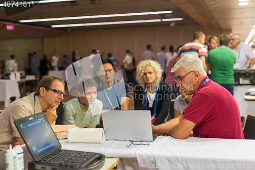 Image of Participants learning new ultrasound techniques on medical congress.