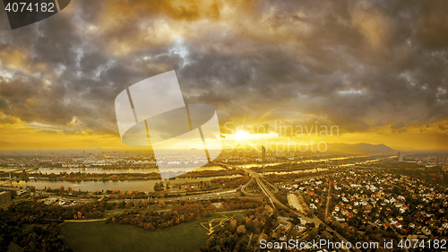 Image of beautiful sunset over Vienna