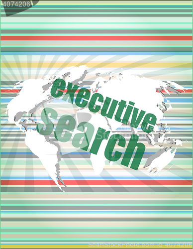 Image of executive search word on digital screen, mission control interface hi technologyvector quotation marks with thin line speech bubble. concept of citation, info, testimonials, notice, textbox. flat styl