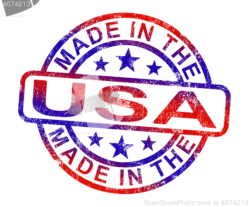 Image of Made In USA Stamp Shows American Products Or Produce