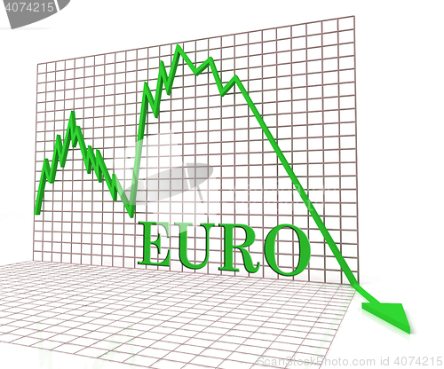 Image of Euro Graph Negative Indicates Exchange Rate And Charts 3d Render