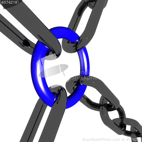 Image of Blue Four Link Shows Connection and Togetherness