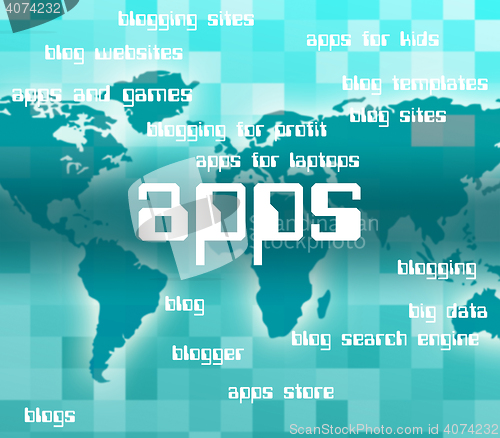 Image of Apps Word Shows Application Software And Computer