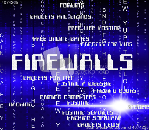 Image of Firewalls Word Shows No Access And Defence