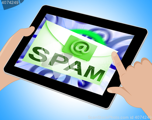 Image of Spam Envelope Shows Security Unwanted Mail Inbox Tablet
