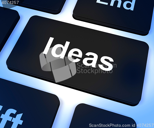 Image of Ideas Computer Key Showing Concepts Or Creativity