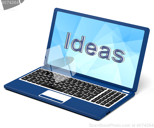 Image of Ideas Word On Laptop Screen Showing Creativity