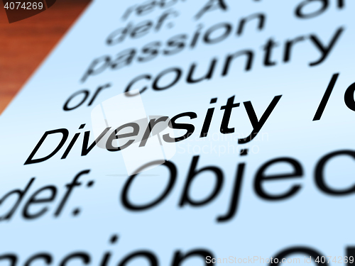 Image of Diversity Definition Closeup Showing Different Or Diverse