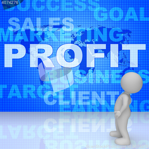 Image of Profit Words Indicates Investment Earnings 3d Rendering